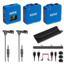 Sistema de micrófono inalámbrico Rode Wireless GO (Gen 3) cobalto con 2 micrófonos de solapa