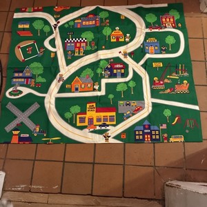 Kids Room Playroom Car Race Track Play Mat Vintage City Street Mall - 35 X 43 In