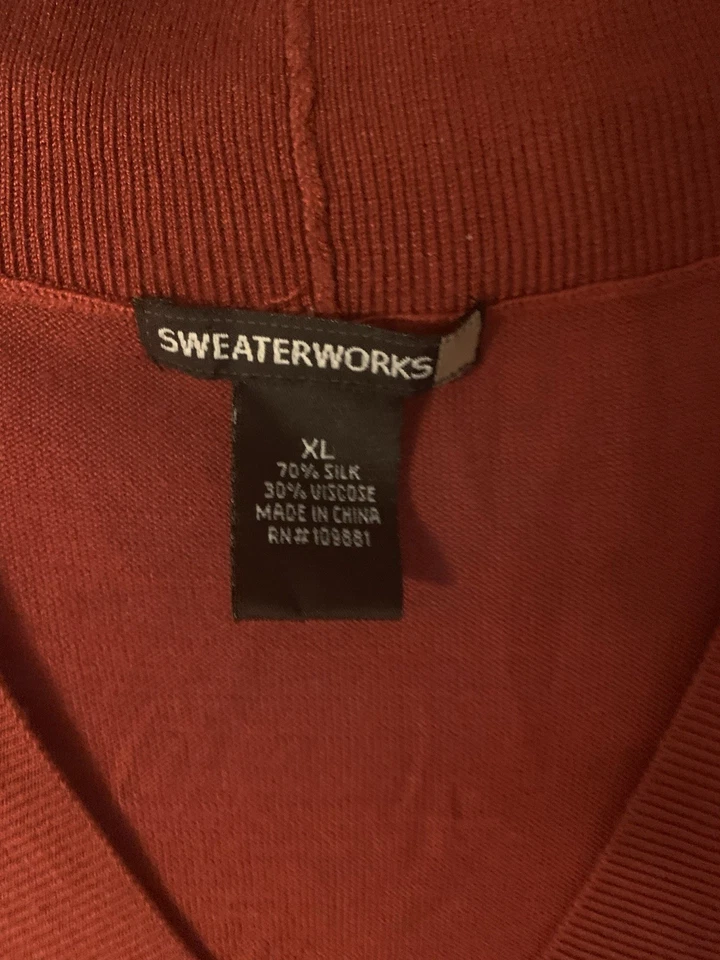 Suéter SWEATERWORKS 70 % Seda Manga Corta V Acanalado Ligero Uso Profesional XL Foto 4 de 4