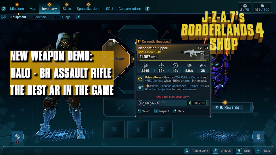 Borderlands 4 BR BATTLE RIFLE HALO AR WEAPON GEAR MODDED BL4 PC-PS-XBOX ...