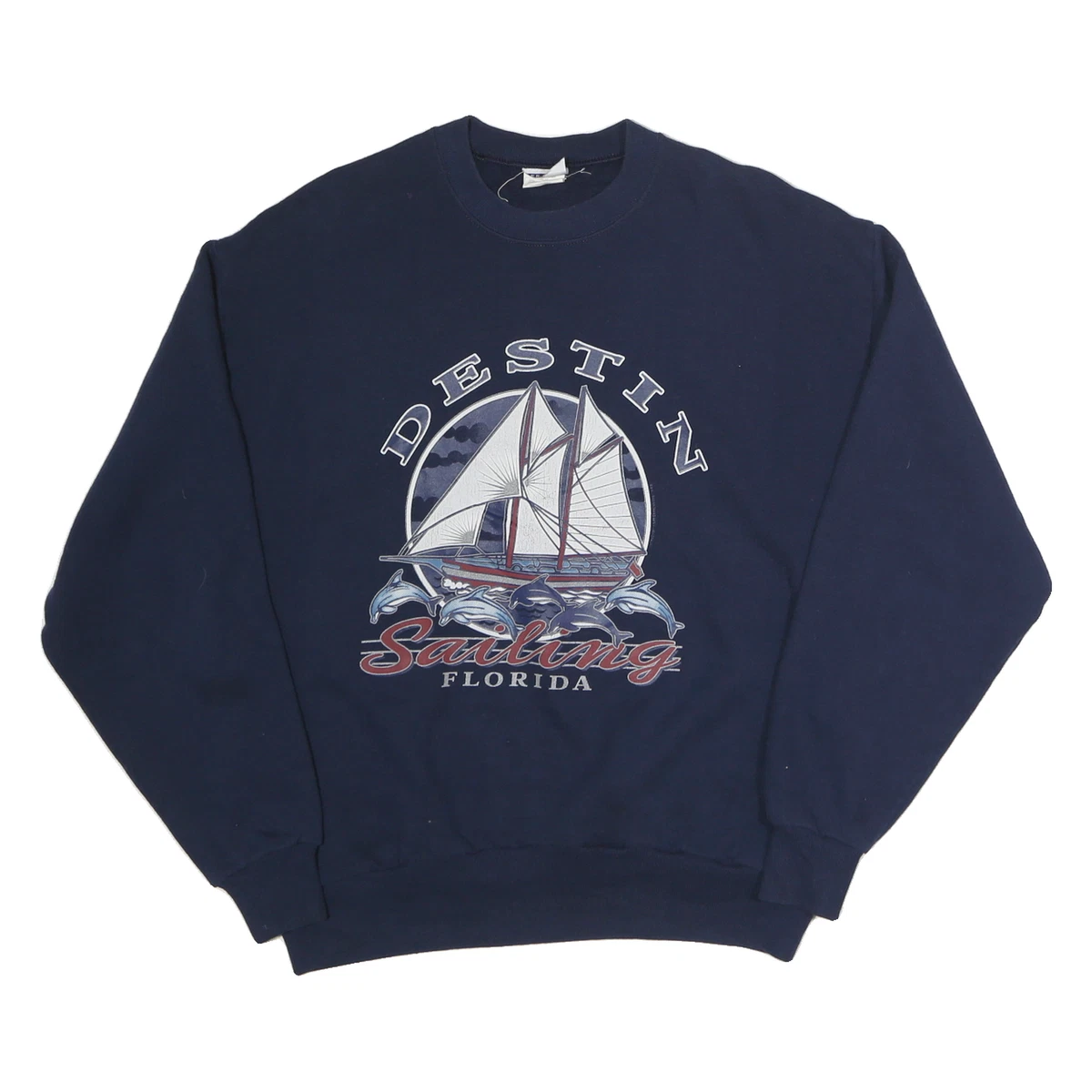 Sweat à Capuche Vintage Ice Fishing 1999 Jerzees - Marine, Taille M, Très Bon état