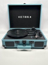 Victrola Journey Bluetooth Suitcase Record Player 3-Speed Speakers RCA Blue