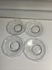 VTG  4 clear Glass scallop edge Small 4” Dessert Fruit plate salt Celler