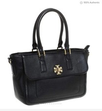 Tory Burch Black Leather Medium Convertible Tote. Pre-Owned Great Condition