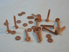 ONE DOZEN Solid COPPER Rivets & Burrs, Size #9_  rivets.  1 1/2 inch long