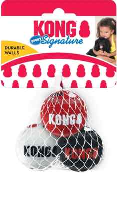 KONG Sport Signature Balls X-Small 3pk Super Bounce No Squeak Dog Fetch Toy 1.5''