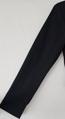 Patrizia Luca Damen schwarz Langarm Cropped gerafft vorne Knopfleiste Shirt M - Bild 6 von 9