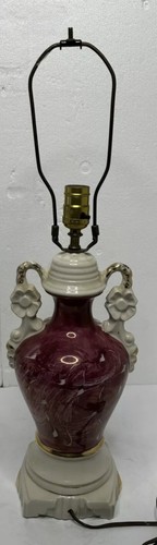 Vintage Ulrich Lamp French Victorian Art Deco Ceramic Urn Red Gold Trim Working - Picture 6 of 7