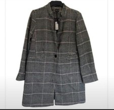 Label Lab Anita Check Notch Front Coat Uk 16 Rrp £129 New With Tags
