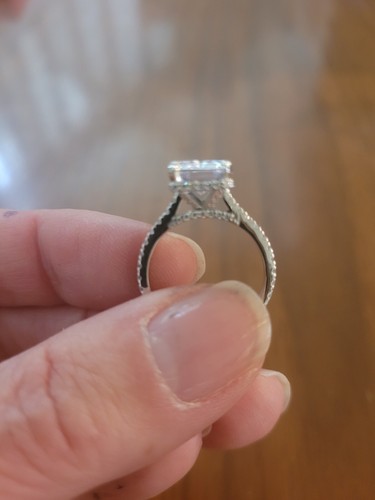 3CT Emerald Cut Moissanite Engagement Wedding Ring 14K White Gold Plated - Picture 2 of 5