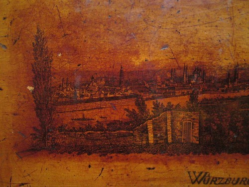 Antike deutsche Würzburg Zum Andenken Sarkophag Form Schatulle, Holzfurnier Intarsien - Bild 18 von 24