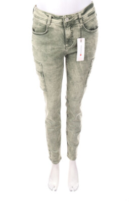 Street One Used Look Skinny Jeans Patch Pockets W27 L30 olive grey NEW#4787