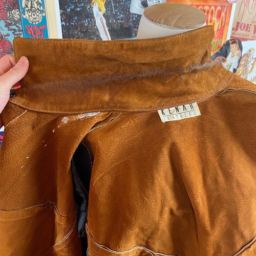 Vintage 90s Brown Kenar Leathers Fringe Tassel Suede Snap Shacket Jacket Western - Picture 7 of 9