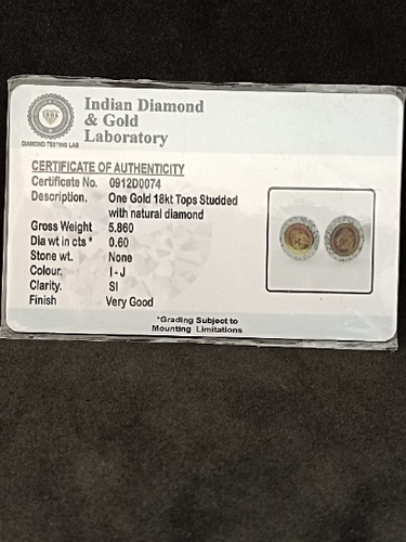 Natural Ceritified Diamond Women's Earrings Handmade Stud Earrings 18kt Yellow - Picture 8 of 8