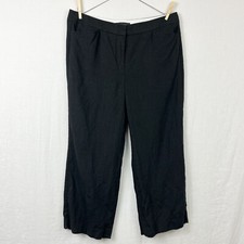 Talbots 100 Linen Black Wide Leg Ankle Pants Womens 8 Minimalist Casual Office