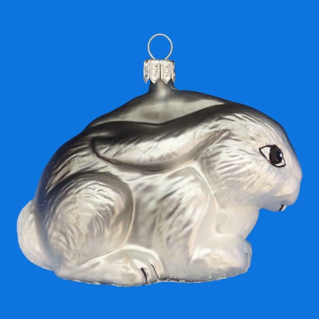 AWESOME RABBIT BUNNY EUROPEAN BLOWN GLASS CHRISTMAS GIFT ORNAMENT
