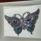 Butterfly Crystal Rhinestone Brooch Pin Glass Insect Bee Bug Vintage Multicolor