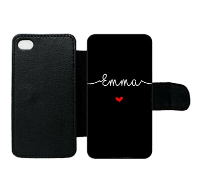 PERSONALISIERTE HANDYHÜLLE WALLET CASE FÜR APPLE IPHONE 16 15 14 13 12 Herz Name