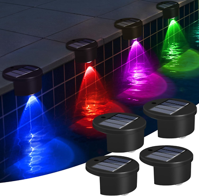 #ad Solar Above Ground Pool Lights 4 Pack Waterproof Swimming Pool Side Light Outd