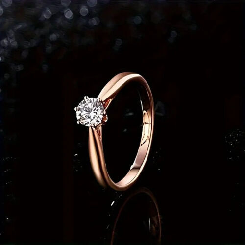 Classic Solitaire Ring Inlaid Shining Gemstone Special Setting In Flower Shape