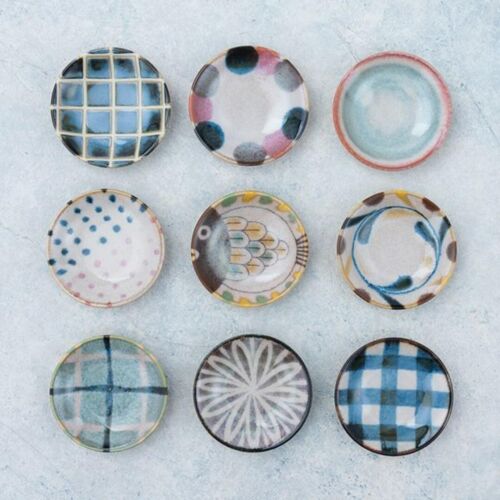 Hecho en Japón Juego de Platos Pequeños 9 Piezas Pincel Color Porcelana Cerámica Para Regalo - Imagen 2 de 8