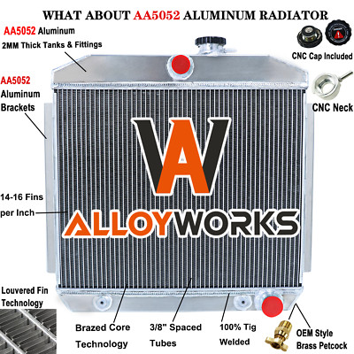 3 Row Aluminum Radiator For 1955 1956 57 Chevy Bel Air Nomad Del Ray 3.8L V8