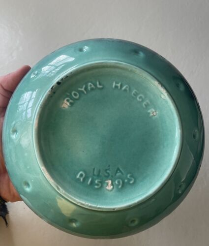 Royal Haeger Drip Glazed Turquoise Teal Bowl 50s MCM #095 Vintage Ceramic - Picture 3 of 5