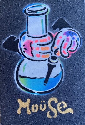 Mob Grip Tape Skateboard Griptape Black Mouse Movement Custom Paint Ripped 9x33