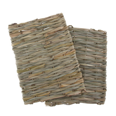 2x Natural Straw Mats For Rabbits Grass Mat Rabbit Hay Feeder