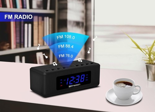 Emerson CKS2023AM/FM Dual Alarm Clock Radio with 0.6" Blue LED Display, Black - Picture 8 of 8