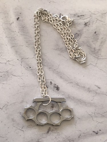 Silver Mini Knuckle Duster Necklace 18 