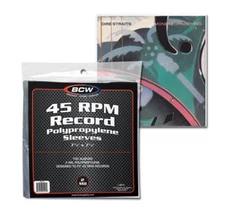 (100 Count Package) BCW 45 RPM Record Album Sleeves Clear Plastic Polypropylene