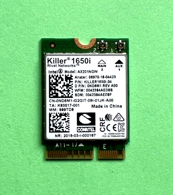 Intel Killer 1650i WLAN AC Dual Band und Bluetooth Modul (Neu (gemäss