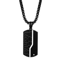 Men's Military Army Black Dog Tag Pendant Stainless Steel Necklace Chain Gift