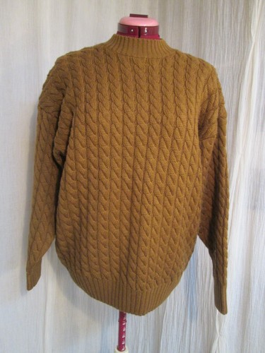Wool Cable Knit Pullover Sweater M 