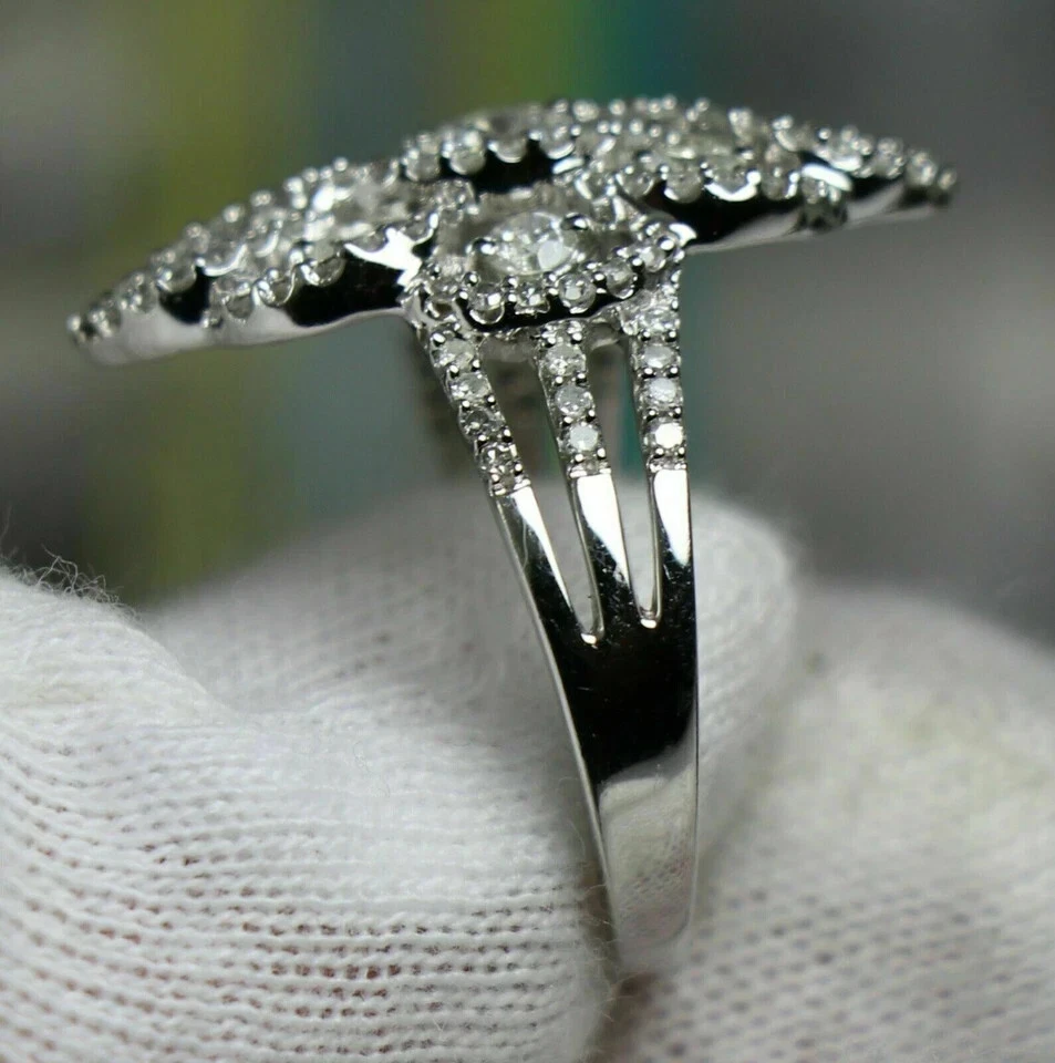 2 Ct Round Cut Lab Created Diamond 14K White Gold Plated Cluster Engagement Ring - Image 3 of 4