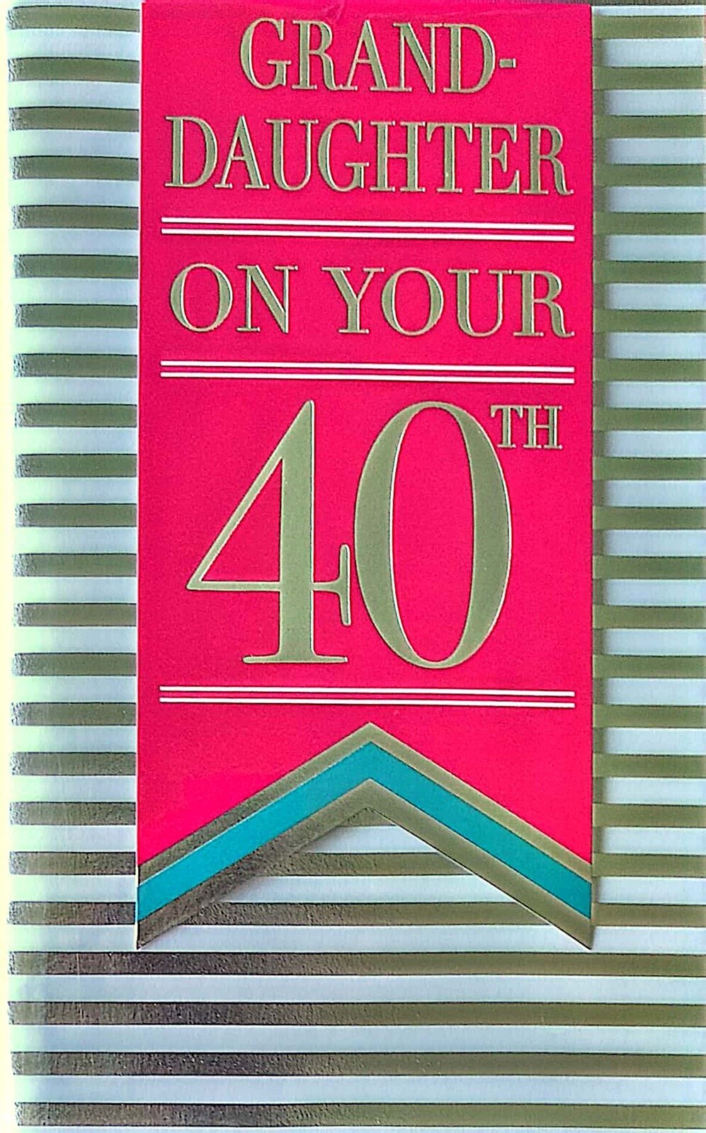 Happy 40th Birthday Card Granddaughter 40 Today Stripes Silver Foil Traditional
