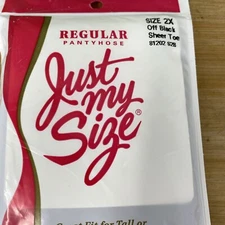 Vtg Nylons Just My Size by L'eggs Sheer Toe Pantyhose,  Off Black, Size: 2X NEW