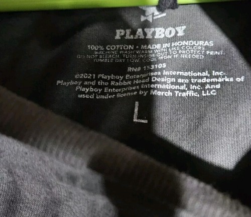 Mens Playboy Long Sleeve Black / Gray Tie-Dye Shirt With Bunny Logos Size Large - Picture 7 of 7