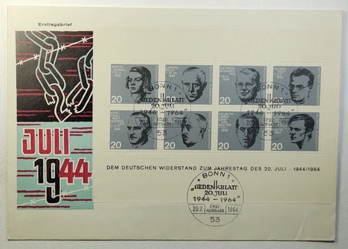 1964 FDC Germany to The German Resistance on July 20th 1944/1964 Anv. Memorial