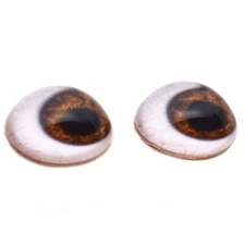 Pair High Dome Side Glance Brown Half Sphere Glass Eyes Taxidermy Jewelry Art