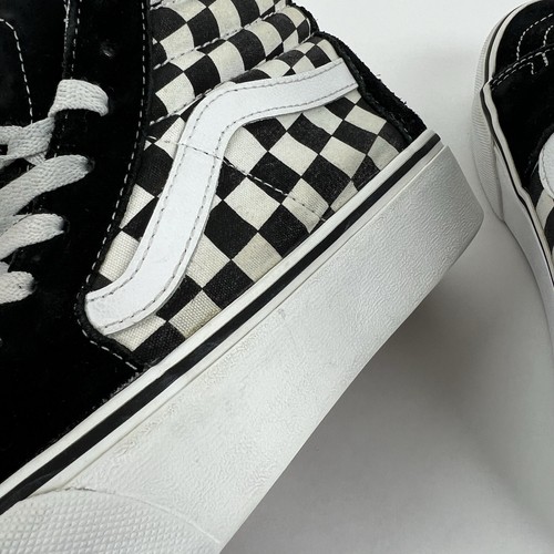 Vans Zapatillas Altas Zapatos a Cuadros Reino Unido 5.5 UE 38.5 Unisex Negro Blanco - Imagen 8 de 9
