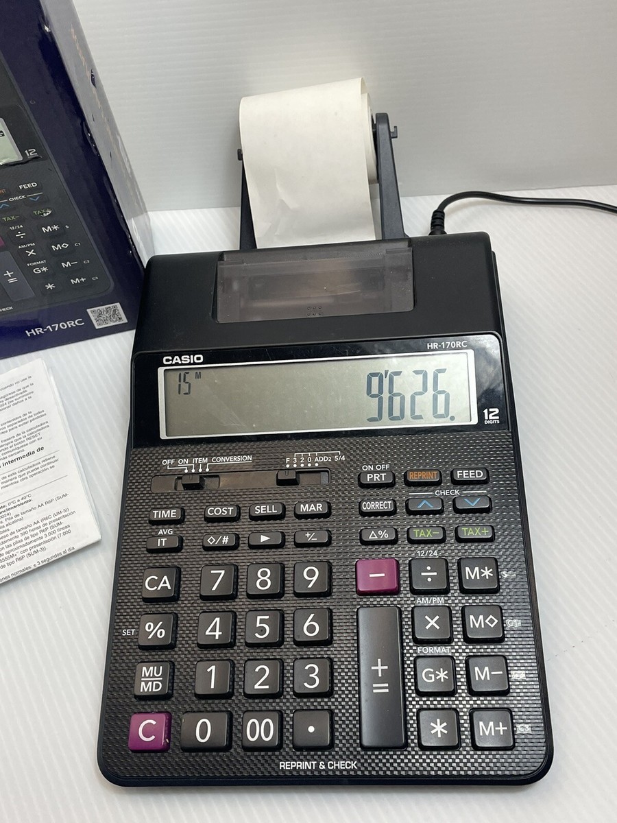 Casio HR-170RC 12-Digit Desktop Printing Calculator BK 6-1/2 Casio HR-170RC 12-Digit Desktop Printing Calculator BK 6-1/2