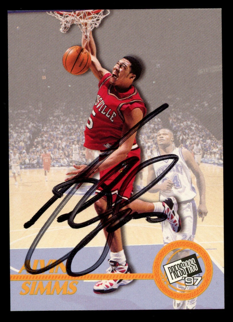 Alvin Sims LOUISVILLE signed autograph 1997 Press Pass Basketball