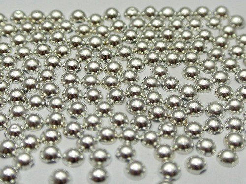 1000 Metallic Silver Flatback Round Half Pearl 4mm Scrapbook Nail Art Craft - Picture 2 of 6