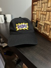 Vintage Nickelodeon Rugrats Hat, Cap. Black. Adjustable Strap OSFM Cartoon