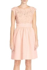 ELIZA J Lace & Faille Dress Sz 2 Blush
