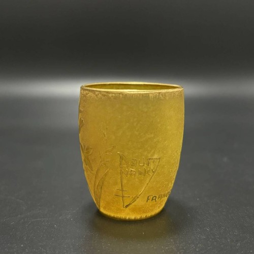 Daum Nancy Miniature Giblet Gold color Daum Freres Art Nouveau Vase Yellow Japan - Picture 9 of 9