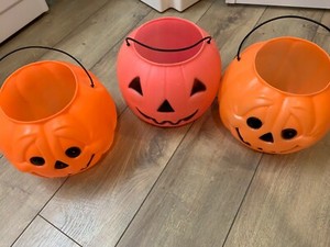 3 General Foam Plastics Jack-O-Lantern candy buckets