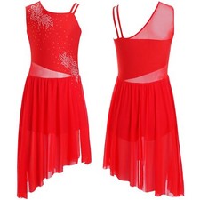 Kids Girls Unitard Modern Dresses National Leotard Stage Rompers Asymmetrical